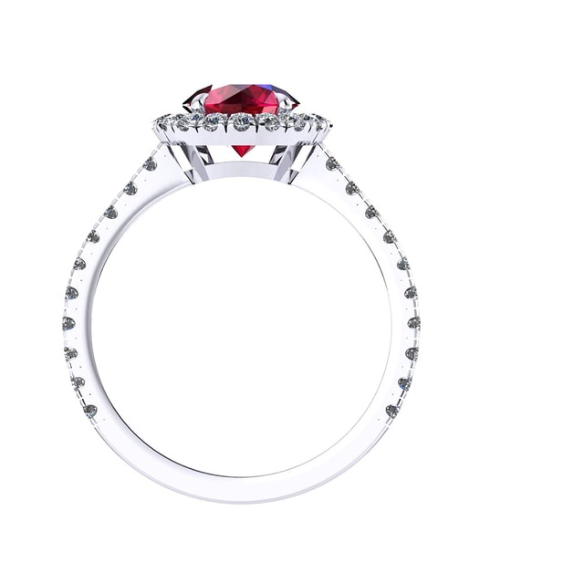 Mappin & Webb Amelia Halo 18ct White Gold And 5mm Ruby Ring