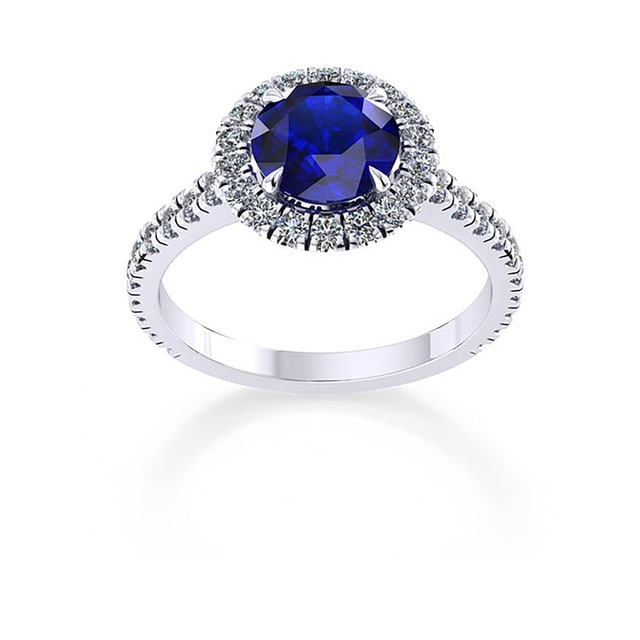 Mappin & Webb Amelia Halo 18ct White Gold And 5mm Sapphire Ring