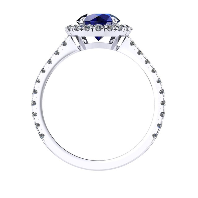 Mappin & Webb Amelia Halo 18ct White Gold And 5mm Sapphire Ring