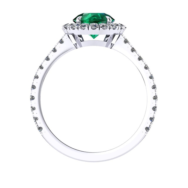 Mappin & Webb Amelia Halo 18ct White Gold And 4mm Emerald Ring