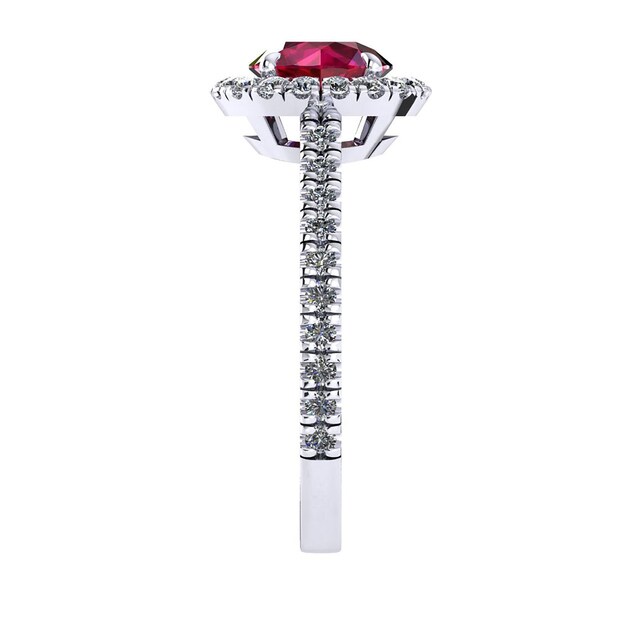 Mappin & Webb Amelia Halo 18ct White Gold And 4mm Ruby Ring