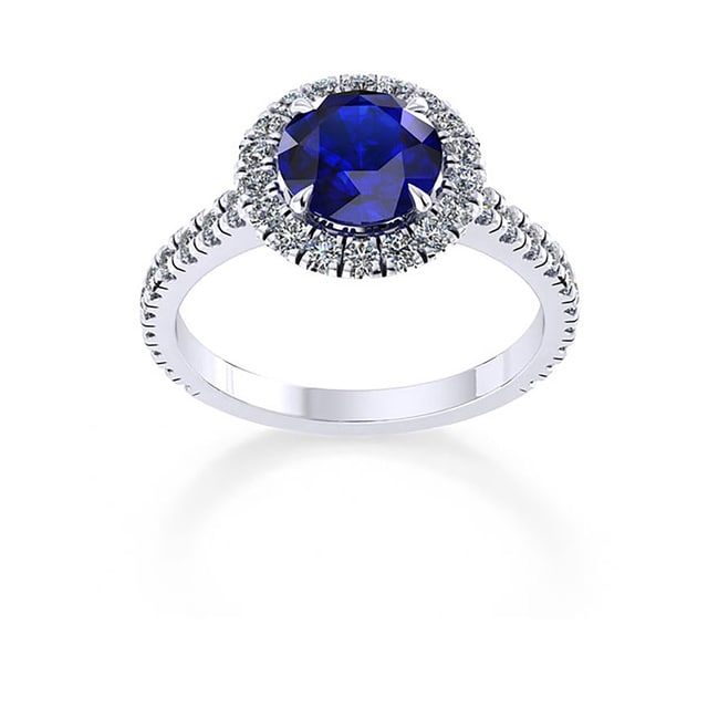 Mappin & Webb Amelia Halo 18ct White Gold And 4mm Sapphire Ring
