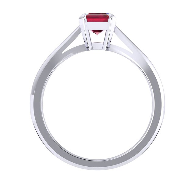 Mappin & Webb Belvedere 18ct White Gold Emerald Cut 9x7mm Ruby Ring