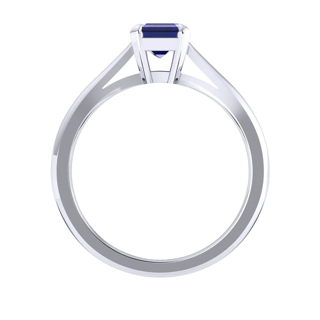Mappin & Webb Belvedere 18ct White Gold Emerald Cut 9x7mm Sapphire Ring
