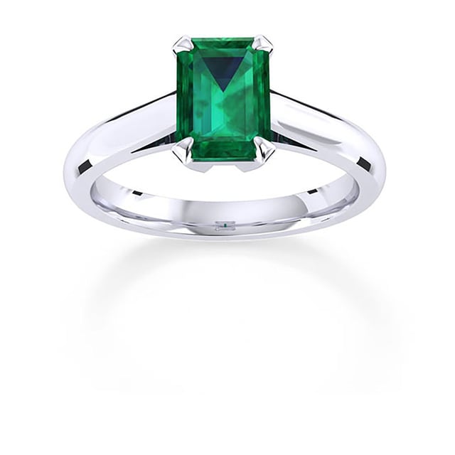 Mappin & Webb Belvedere 18ct White Gold Emerald Cut 7x5mm Emerald Ring