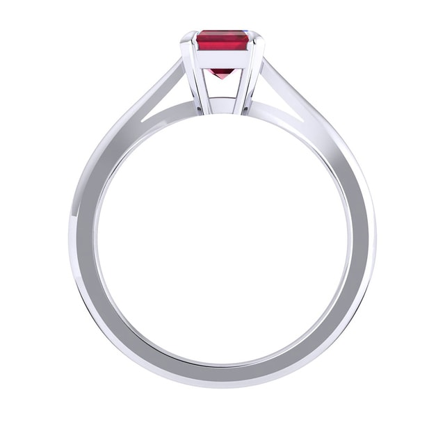 Mappin & Webb Belvedere 18ct White Gold Emerald Cut 7x5mm Ruby Ring