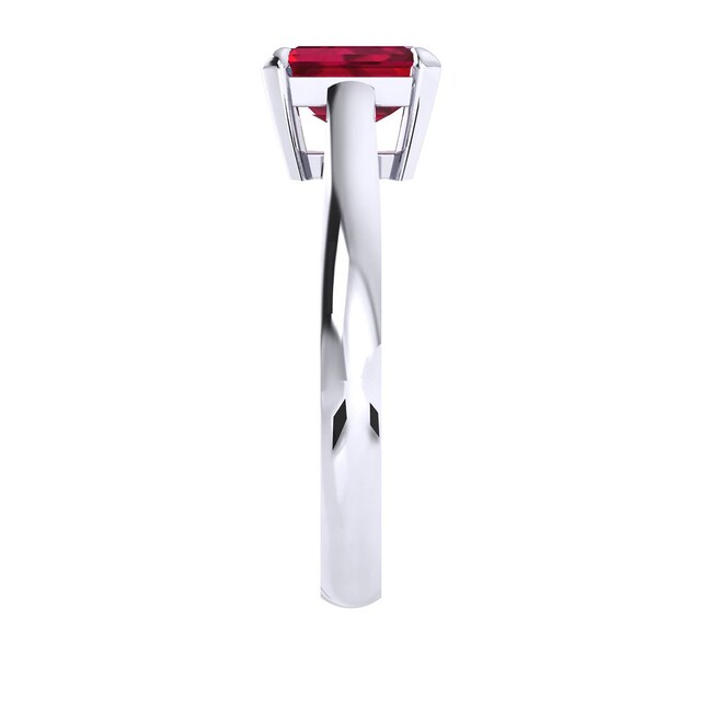 Mappin & Webb Belvedere 18ct White Gold Emerald Cut 7x5mm Ruby Ring