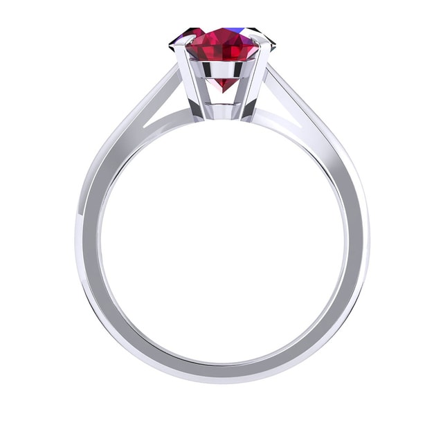 Mappin & Webb Belvedere 18ct White Gold Oval Cut 7x5mm Ruby Ring - Ring Size L