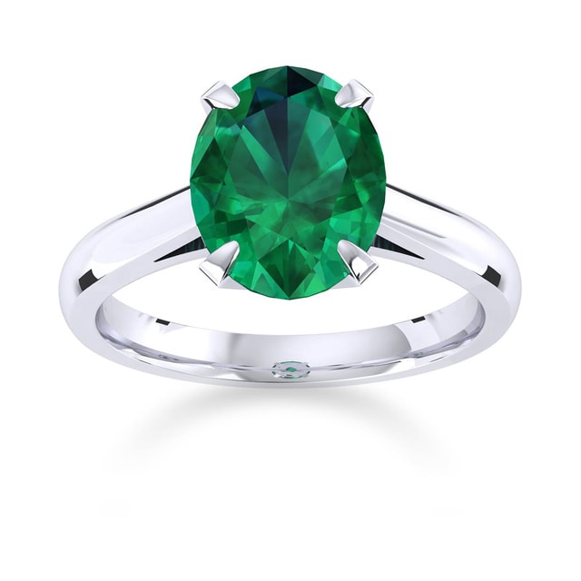 Mappin & Webb Belvedere 18ct White Gold Oval Cut 6x4mm Emerald Ring