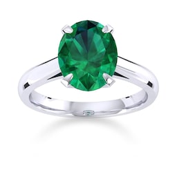 37800173160 - Belvedere 18ct White Gold Oval Cut 6x4mm Emerald Ring - Ring Size P