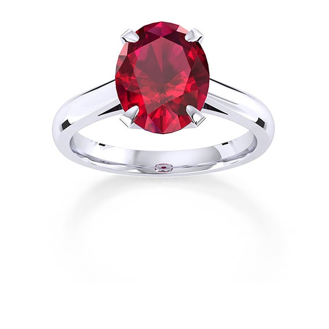 Mappin & Webb Belvedere 18ct White Gold Oval Cut 6x4mm Ruby Ring