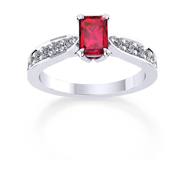 Mappin & Webb Boscobel 18ct White Gold And 9x7mm Ruby Ring