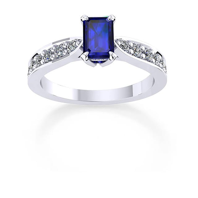 Boscobel 18ct White Gold And 6x4mm Sapphire Ring - Ring Size N