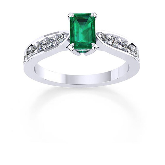 Mappin & Webb Boscobel 18ct White Gold And 6x4mm Emerald Ring