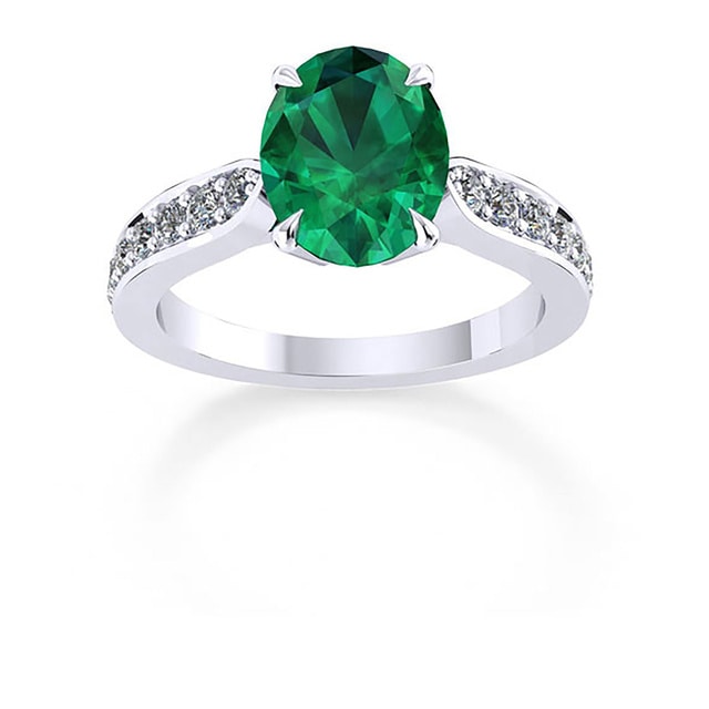 Mappin & Webb Boscobel 18ct White Gold And 9x7mm Emerald Ring