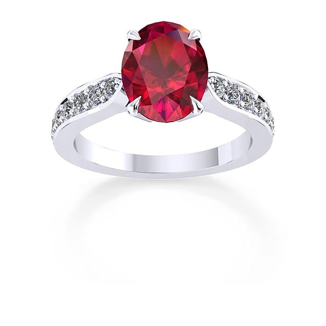 Boscobel 18ct White Gold And 9x7mm Ruby Ring - Ring Size L