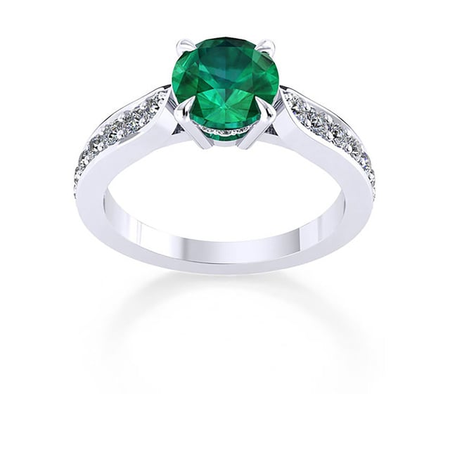 Boscobel 18ct White Gold And 6mm Emerald Ring - Ring Size L