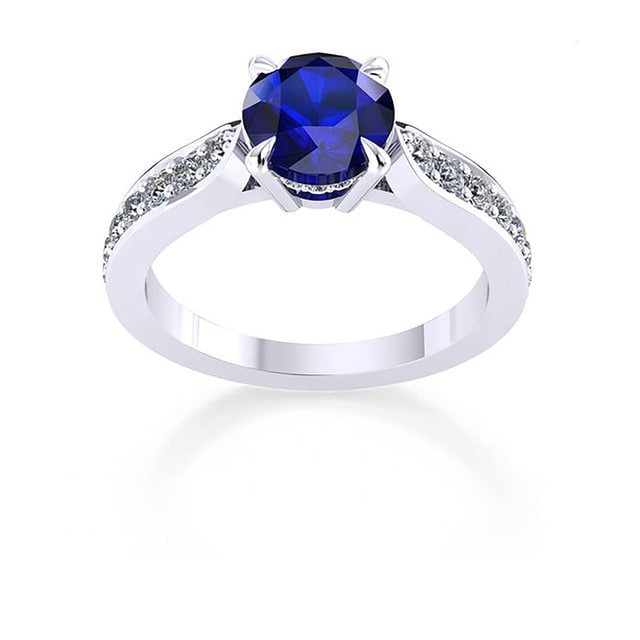 Boscobel 18ct White Gold And 6mm Sapphire Ring - Ring Size K