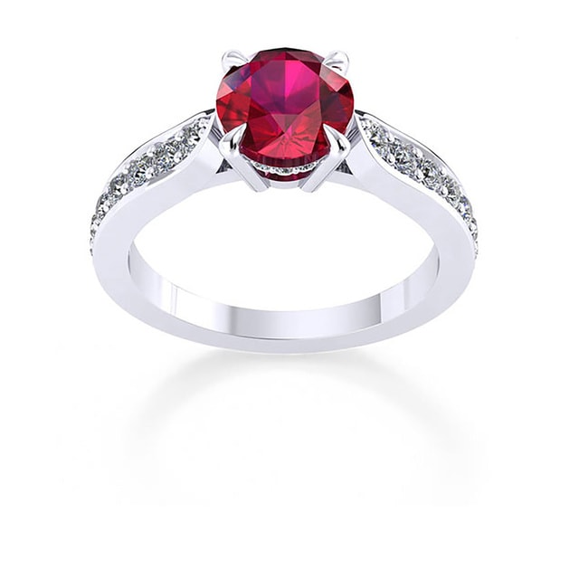 Boscobel 18ct White Gold And 5mm Ruby Ring - Ring Size P