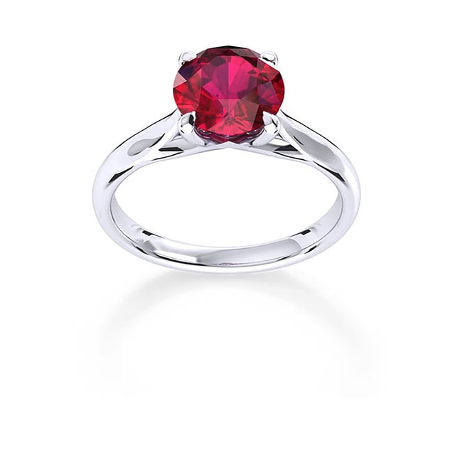 Mappin & Webb Ena Harkness 18ct White Gold And 6mm Ruby Ring