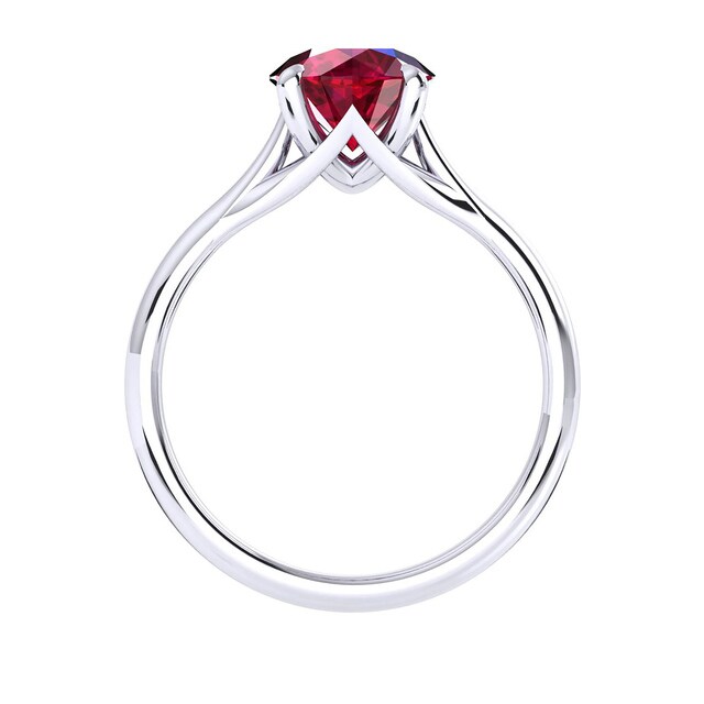 Mappin & Webb Ena Harkness 18ct White Gold And 6mm Ruby Ring - Ring Size O