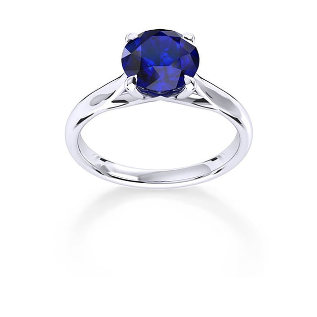 Ena Harkness 18ct White Gold And 6mm Sapphire Ring - Ring Size P