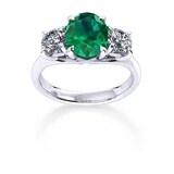 Mappin & Webb Ena Harkness 18ct White Gold And Three Stone 9x7mm Emerald Ring