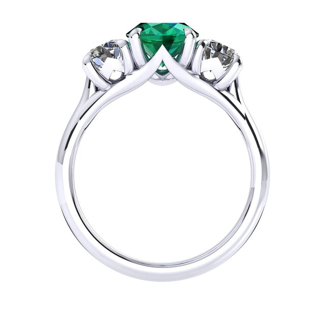 Mappin & Webb Ena Harkness 18ct White Gold And Three Stone 9x7mm Emerald Ring