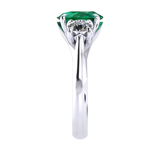 Mappin & Webb Ena Harkness 18ct White Gold And Three Stone 9x7mm Emerald Ring