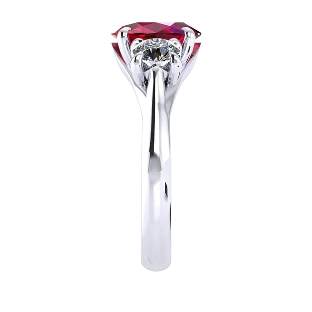 Mappin & Webb Ena Harkness 18ct White Gold And Three Stone 9x7mm Ruby Ring