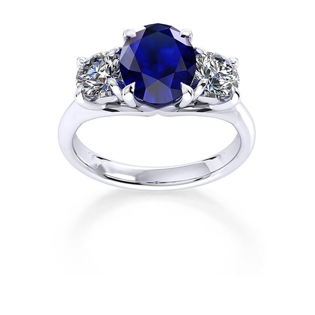 Mappin & Webb Ena Harkness 18ct White Gold And Three Stone 9x7mm Sapphire Ring