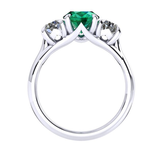 Mappin & Webb Ena Harkness 18ct White Gold And Three Stone 7x5mm Emerald Ring