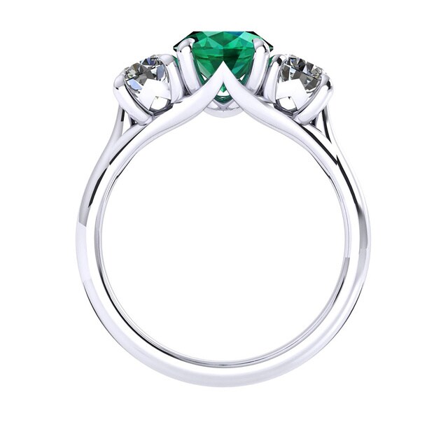 Mappin & Webb Ena Harkness 18ct White Gold And Three Stone 7x5mm Emerald Ring