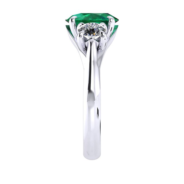 Mappin & Webb Ena Harkness 18ct White Gold And Three Stone 7x5mm Emerald Ring
