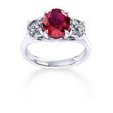 Mappin & Webb Ena Harkness 18ct White Gold And Three Stone 7x5mm Ruby Ring
