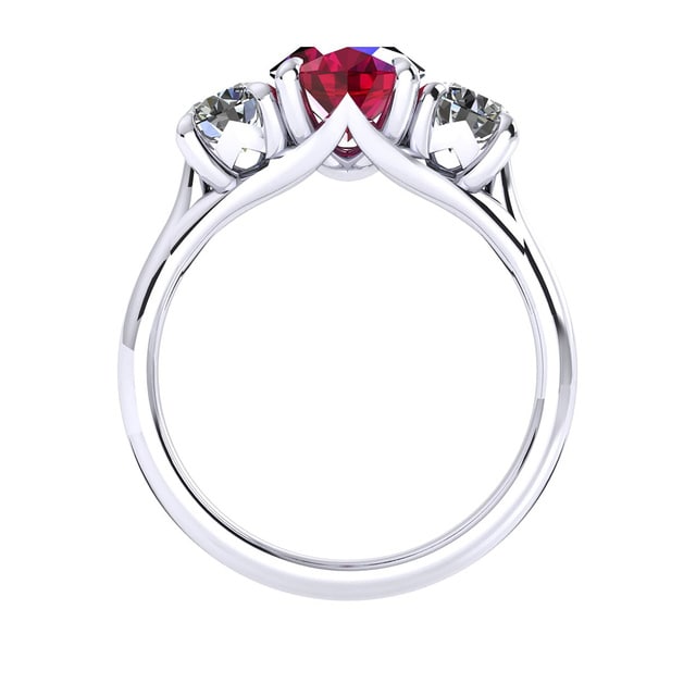 Mappin & Webb Ena Harkness 18ct White Gold And Three Stone 7x5mm Ruby Ring