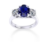 Mappin & Webb Ena Harkness 18ct White Gold And Three Stone 7x5mm Sapphire Ring