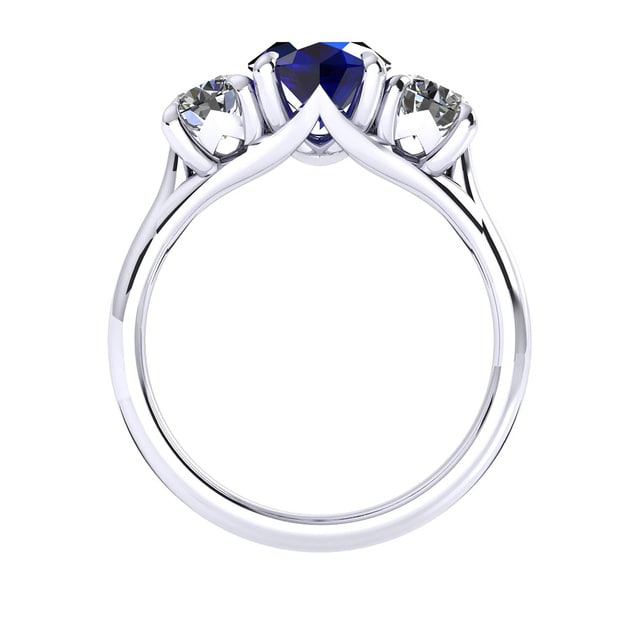 Mappin & Webb Ena Harkness 18ct White Gold And Three Stone 7x5mm Sapphire Ring