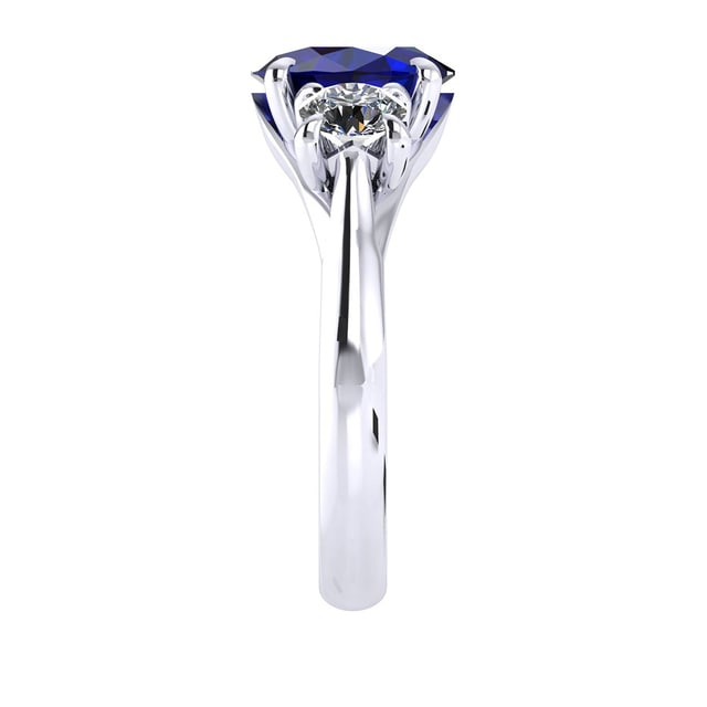 Mappin & Webb Ena Harkness 18ct White Gold And Three Stone 7x5mm Sapphire Ring