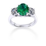 Mappin & Webb Ena Harkness 18ct White Gold And Three Stone 6x4mm Emerald Ring