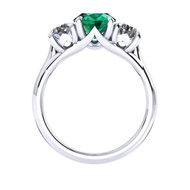 Mappin & Webb Ena Harkness 18ct White Gold And Three Stone 6x4mm Emerald Ring