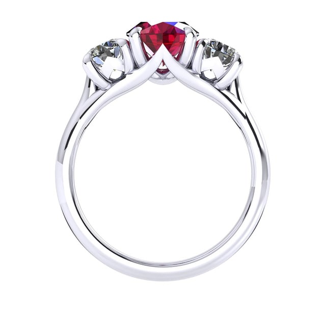 Mappin & Webb Ena Harkness 18ct White Gold And Three Stone 6x4mm Ruby Ring