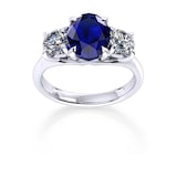 Mappin & Webb Ena Harkness 18ct White Gold And Three Stone 6x4mm Sapphire Ring