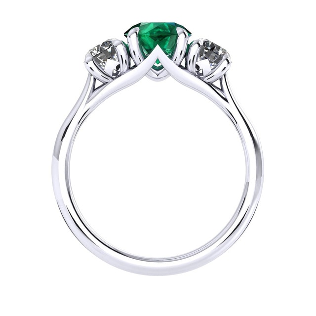 Mappin & Webb Ena Harkness 18ct White Gold And Three Stone 6mm Emerald Ring