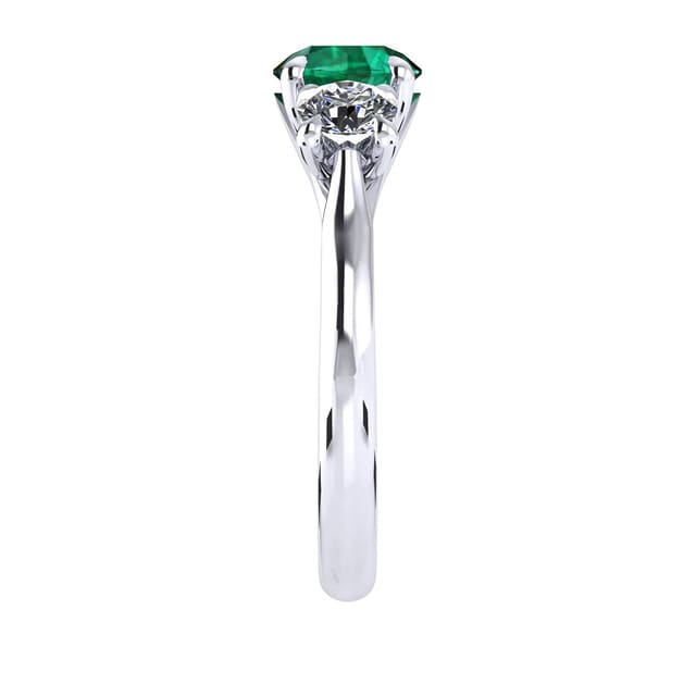 Mappin & Webb Ena Harkness 18ct White Gold And Three Stone 6mm Emerald Ring