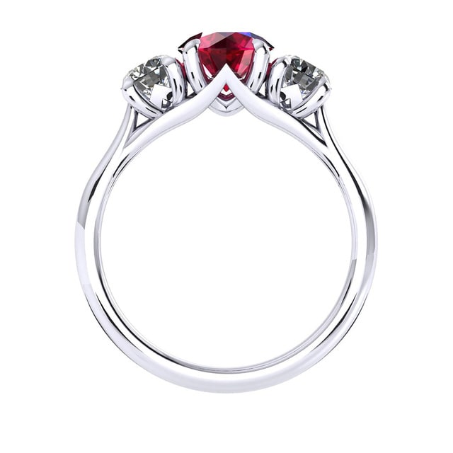 Mappin & Webb Ena Harkness 18ct White Gold And Three Stone 6mm Ruby Ring