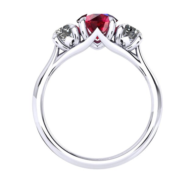 Mappin & Webb Ena Harkness 18ct White Gold And Three Stone 6mm Ruby Ring
