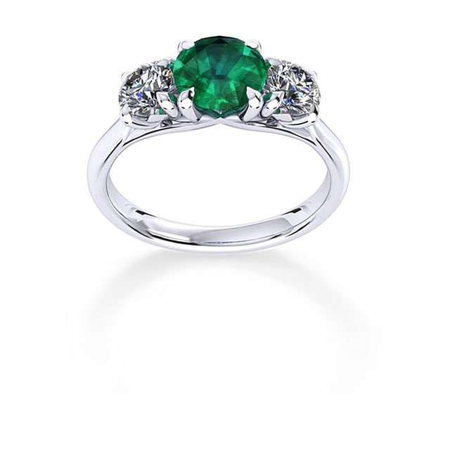 Mappin & Webb Ena Harkness 18ct White Gold And Three Stone 5mm Emerald Ring