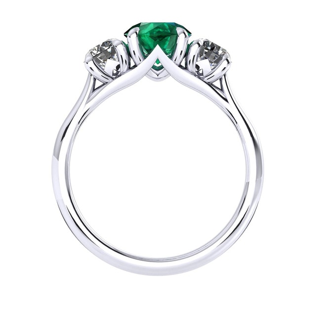 Mappin & Webb Ena Harkness 18ct White Gold And Three Stone 5mm Emerald Ring