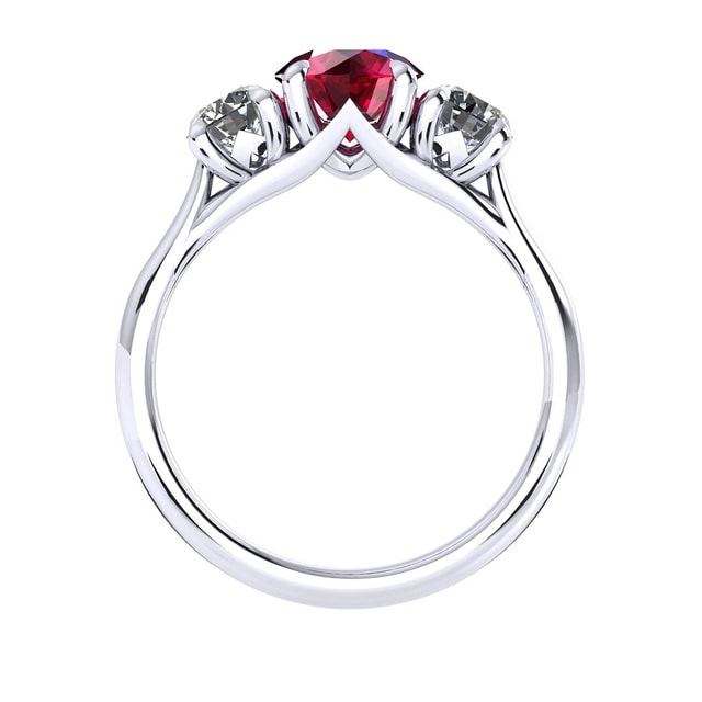 Mappin & Webb Ena Harkness 18ct White Gold And Three Stone 5mm Ruby Ring